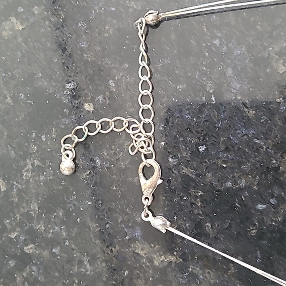 Necklace with enamel turquoise colour circle - Picture 3 of 5